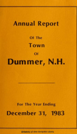 Annual report of the Town of Dummer, N.H. 1983_cover