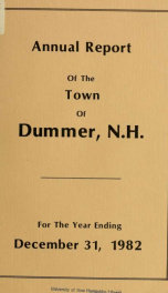 Annual report of the Town of Dummer, N.H. 1982_cover