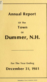 Annual report of the Town of Dummer, N.H. 1981_cover