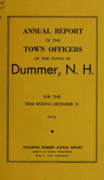 Annual report of the Town of Dummer, N.H. 1974_cover