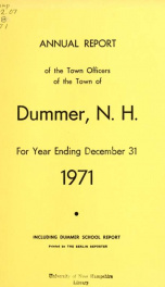 Annual report of the Town of Dummer, N.H. 1971_cover