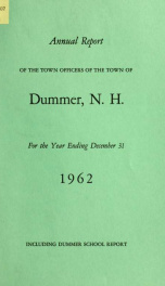 Annual report of the Town of Dummer, N.H. 1962_cover