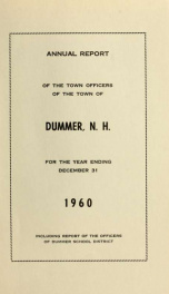 Annual report of the Town of Dummer, N.H. 1960_cover