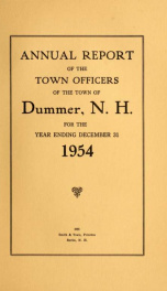 Annual report of the Town of Dummer, N.H. 1954_cover