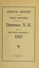 Annual report of the Town of Dummer, N.H. 1947_cover