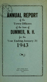 Annual report of the Town of Dummer, N.H. 1943_cover