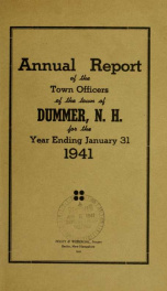Annual report of the Town of Dummer, N.H. 1941_cover