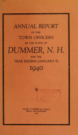Annual report of the Town of Dummer, N.H. 1940_cover