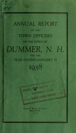 Annual report of the Town of Dummer, N.H. 1938_cover