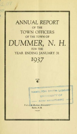 Annual report of the Town of Dummer, N.H. 1937_cover