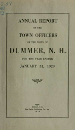 Annual report of the Town of Dummer, N.H. 1929_cover