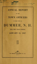 Annual report of the Town of Dummer, N.H. 1927_cover