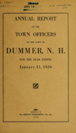 Annual report of the Town of Dummer, N.H. 1926_cover