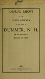 Annual report of the Town of Dummer, N.H. 1925_cover