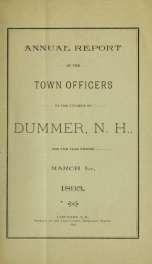 Annual report of the Town of Dummer, N.H. 1893_cover