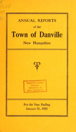 Annual reports of the Town of Danville, New Hampshire 1933_cover