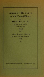 Annual reports of the Town of Dublin, New Hampshire 1939_cover