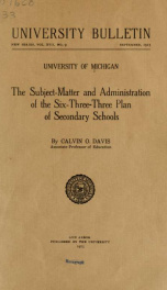 The subject-matter and administration of the six-three-three plan of secondary schools_cover