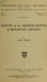 Survey of the kindergartens of Richmond, Indiana_cover