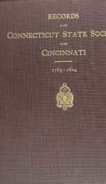 Records of the Connecticut State Society of the Cincinnati, 1783-1804_cover