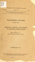 Oriental diction and theme in English verse, 1740-1840_cover