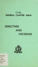 General Chapter, 1968-1969 : directives and decisions_cover