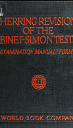 Herring revision of the Binet-Simon tests, examination manual: form A_cover