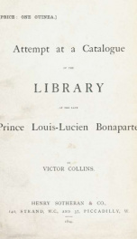 Attempt at a catalogue of the library of the late Prince Louis-Lucien Bonaparte_cover