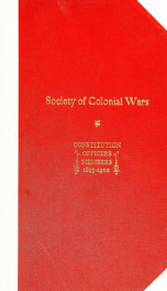 General register of the Society of Colonial Wars, 1899-1902; constitution of the General society;_cover