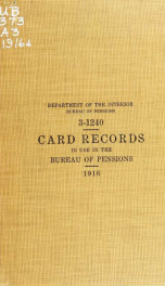 Card records in use in the Bureau of pensions, 1916_cover