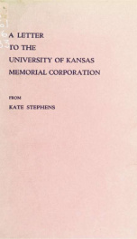 A letter to the University of Kansas memorial corporation, from Kate Stevens_cover