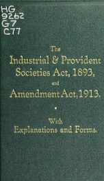 The Industrial and provident societies act, 1893, and Amendment act, 1913_cover