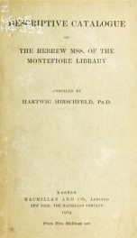 Descriptive catalogue of the Hebrew mss. of the Montefiore library_cover