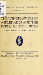 The windflowers of Asklepiades and the poems of Poseidippos_cover