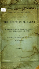 The Dutch in Malabar : being a translation of selections nos. 1 and 2_cover