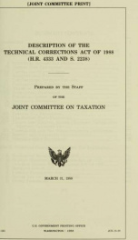 Description of the Technical Corrections Act of 1988 (H.R. 4333 and S. 2238) JCS-10-88_cover