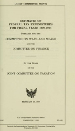 Estimates of federal tax expenditures, Committee on Ways and Means JCS-4-89_cover