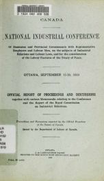 Official report of proceedings and discussions together with various memoranda relating to the Conference and the report of the Royal Commission on Industrial Relations_cover