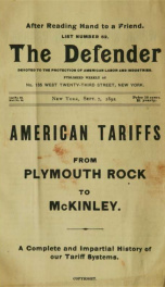 American tariffs from Plymouth Rock to McKinley. A complete and impartial history of our tariff systems, 1620-1891_cover