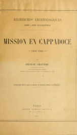Recherches archéologiques dans l'Asie occidentale. Mission en Cappadoce, 1893-1894_cover