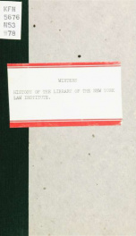 History of the library of the New York Law Institute_cover