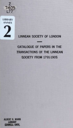 Catalogue of papers in the Transactions of the Linnean Society from 1791-1905, most of which are now offered for sale at about one-fifth of the original price_cover