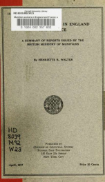 Munition workers in England and France; a summary of reports issued by the British Ministry of Munitions_cover