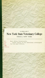 Annual report of the veterinary pathologist for the year 1909-10_cover