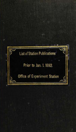 [List of station publications issued prior to January 1, 1892]_cover
