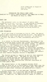 Increasing the public debt limit : scheduled for a public hearing before the Committee on Ways and Means on July 11, 1990 JCX-18-90_cover