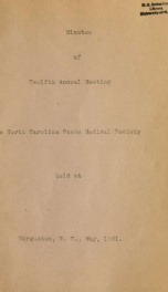 Minutes of the ... annual meeting of the Medical Society of the State of North Carolina [serial] 12 (1861)_cover