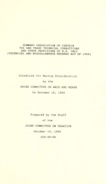 Summary description of certain tax and trade technical corrections and other provisions of H.R. 5822 (Technical and Miscellaneous Revenue Act of 1990) : scheduled for markup consideration by the House Committee on Ways and Means on October 16,1990 JCX-39-_cover