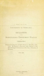 Original investigations of cattle diseases in Nebraska, 1886-1888_cover