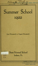 Summer school [catalogue] 1922_cover